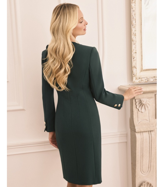 Beth Wizytowa Sukienka w Kolorze Butelkowej Zieleni
