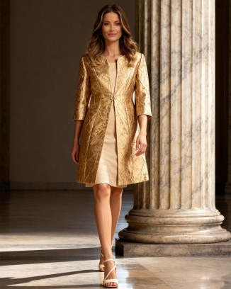 Zlatý elegantní kabát Bergamo