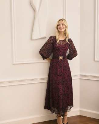 Oriane Bordowa Sukienka Midi