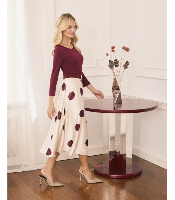 Gloria Bordowa Sukienka Midi