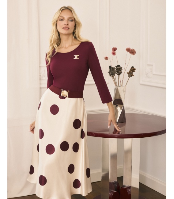 Gloria Bordowa Sukienka Midi