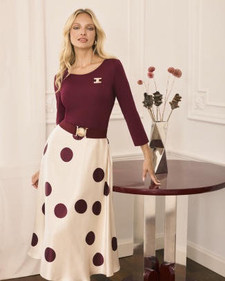 Gloria Bordowa Sukienka Midi