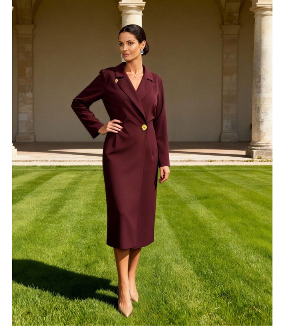 Anna Bordowa Sukienka w Kopertowym Stylu