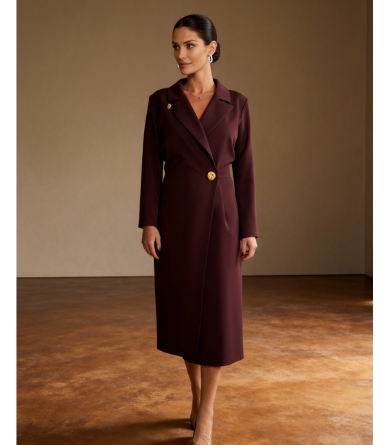 Anna Bordowa Sukienka w Kopertowym Stylu