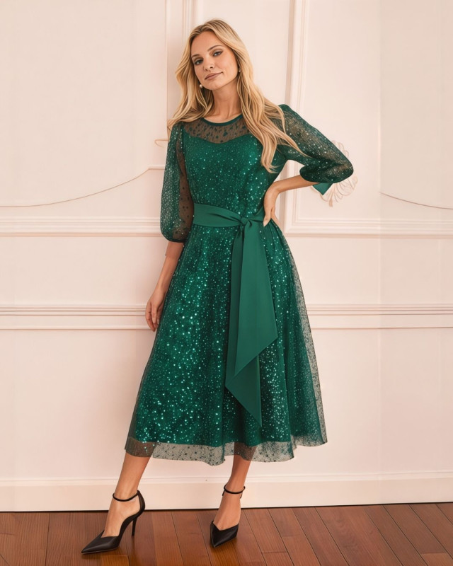 Платье с блестками Tiana в цвете Butel Green