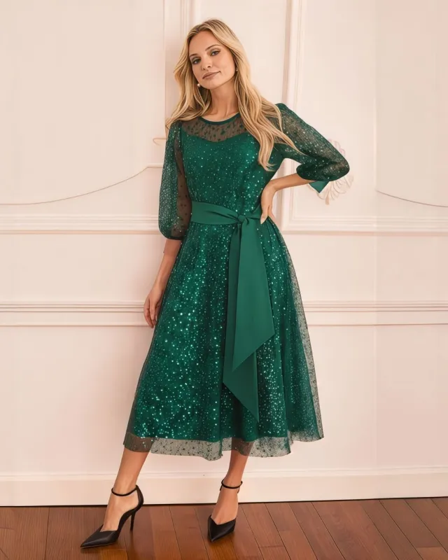 Платье с блестками Tiana в цвете Butel Green