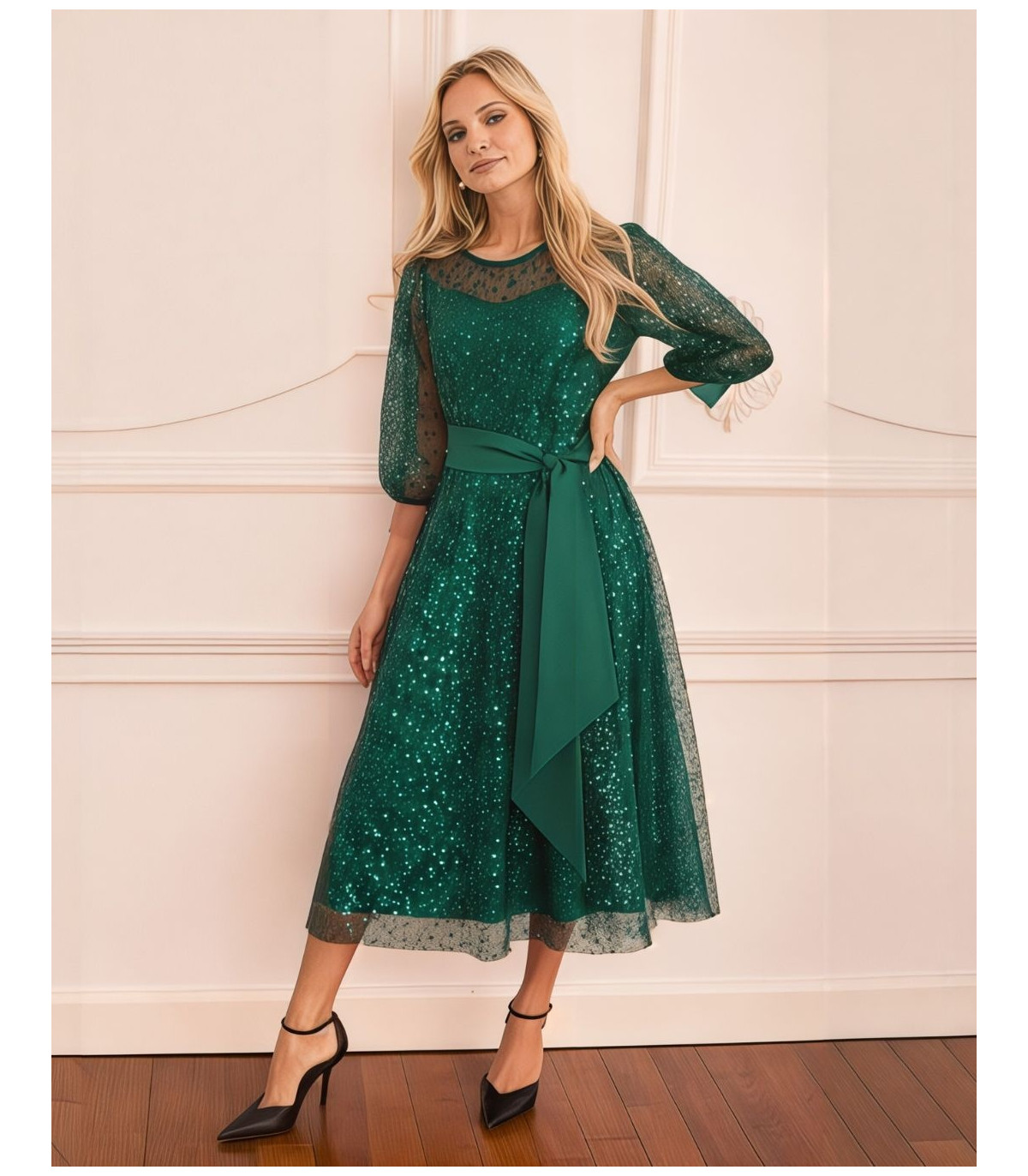 tiana green dress color Sequin in Butel Type_Maxi Dress