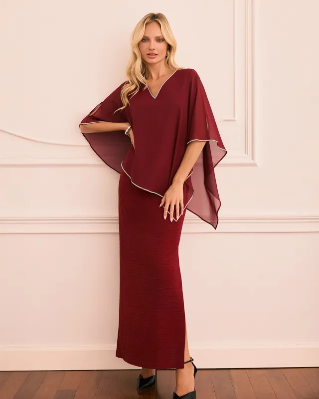 Latifa V Bordowa Sukienka Wieczorowa