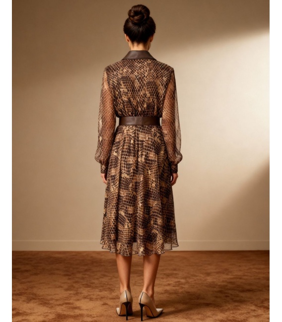 Beata Szyfonowa Sukienka w Zwierzęcy Wzór