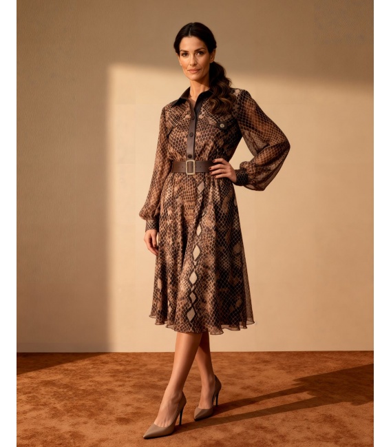 Beata Szyfonowa Sukienka w Zwierzęcy Wzór