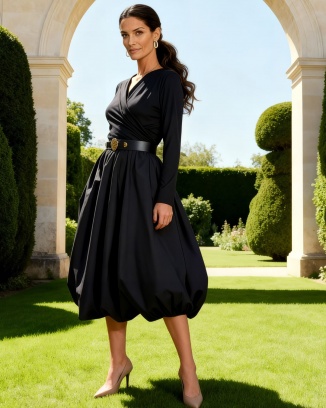 Bożena Czarna Sukienka Typu Bombka