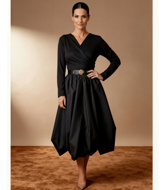 Bożena Czarna Sukienka Typu Bombka