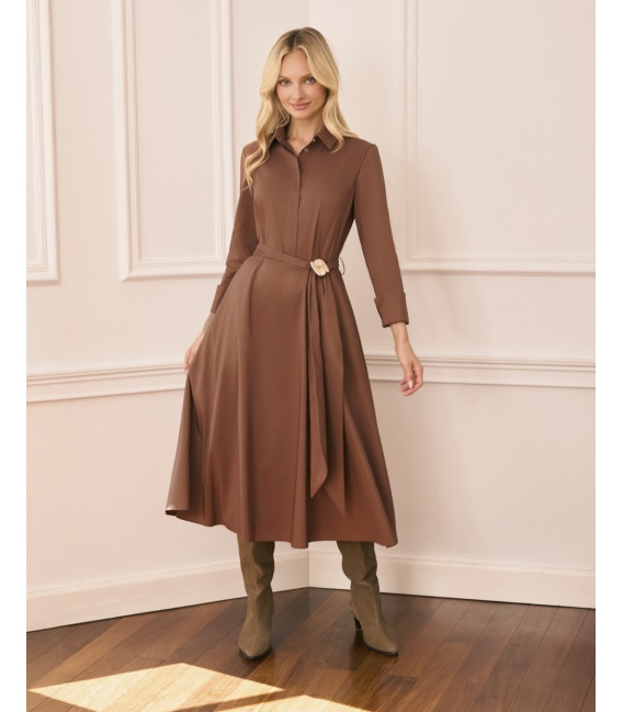 Sybilla Nugat Koszulowa Sukienka Midi