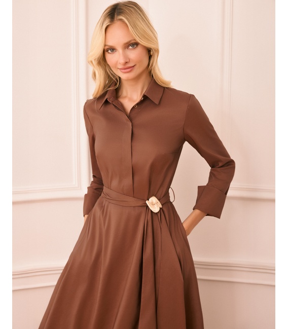 Sybilla Nugat Koszulowa Sukienka Midi