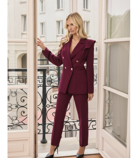 Daniel Bordowy Elegancki Garnitur Damski