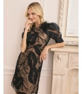Veronique Czarna Sukienka z Tkaniny Devore