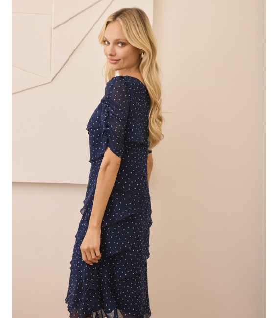 ESTERA R KLEID NAVY POLKA DOTS ECRU