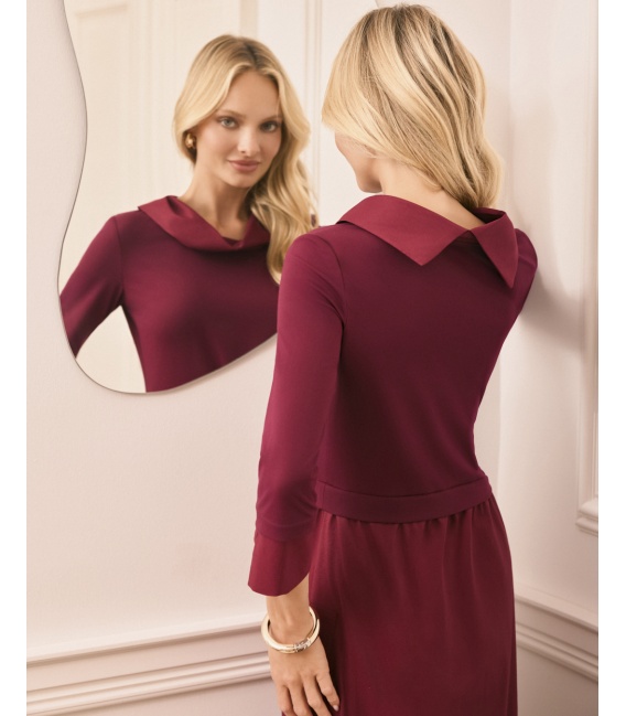 Miranda Bordowa Elegancka Sukienka