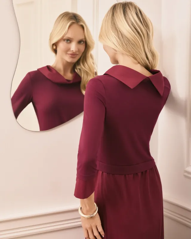 Miranda Bordowa Elegancka Sukienka