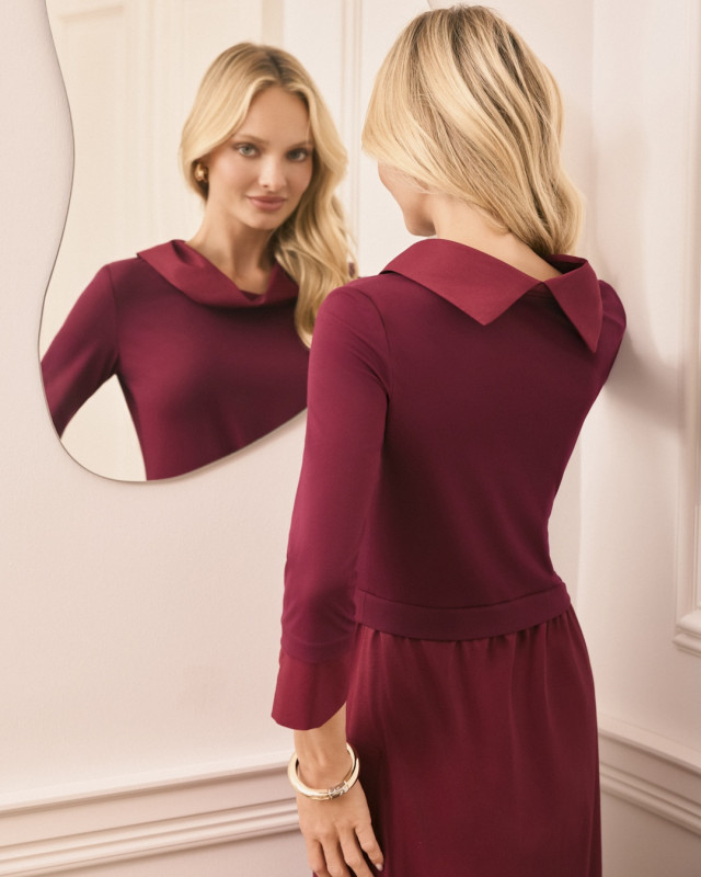 Miranda Bordowa Elegancka Sukienka