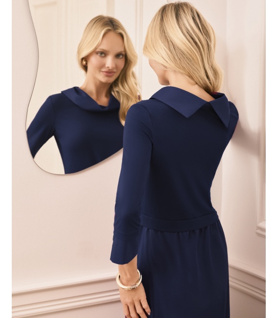 Miranda Granatowa Klasyczna Sukienka Na Co Dzień