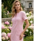Nesti Pink Checkered Short Sleeve Vision Dress
