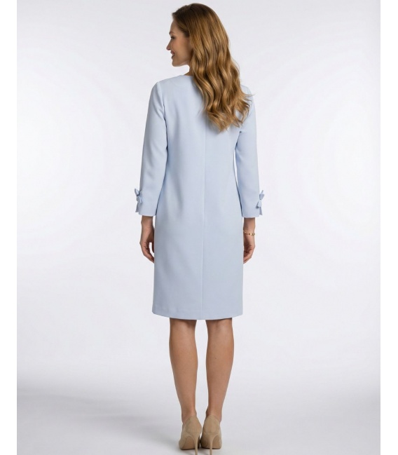Bella Błękitna Elegancka Sukienka z Kokardkami