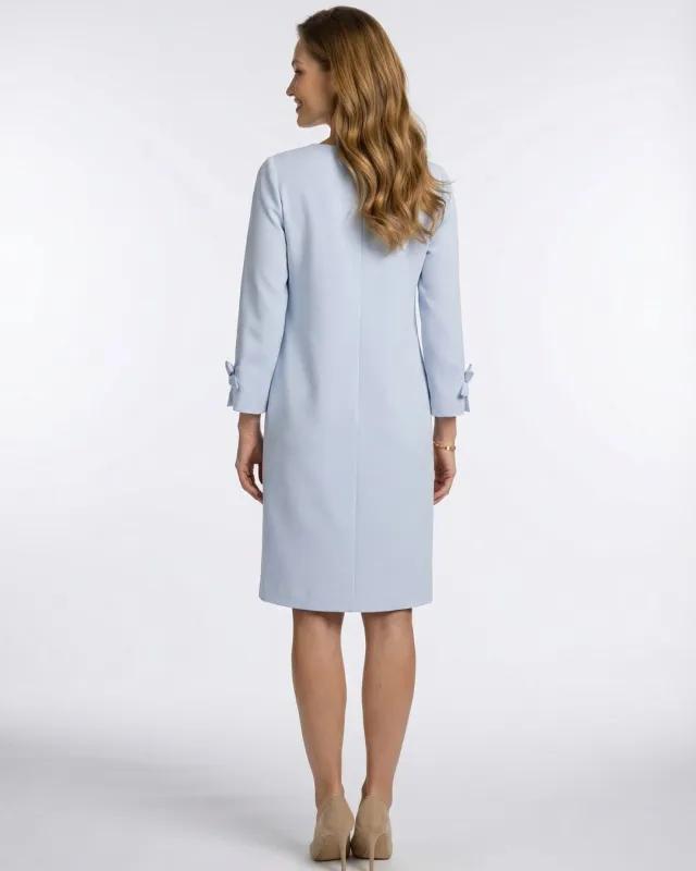 Bella Błękitna Elegancka Sukienka z Kokardkami