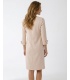 Bella Beż Wizytowa Sukienka z Rękawem 3/4