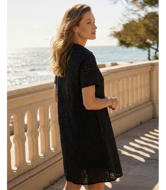 Corfu Czarna Bawełniana Sukienka na Lato