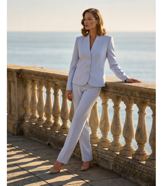 Milan Błękitny Elegancki Garnitur Damski