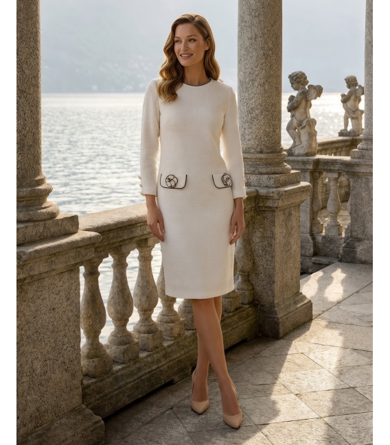 Coco Ecru Koktajlowa Sukienka do Kolan