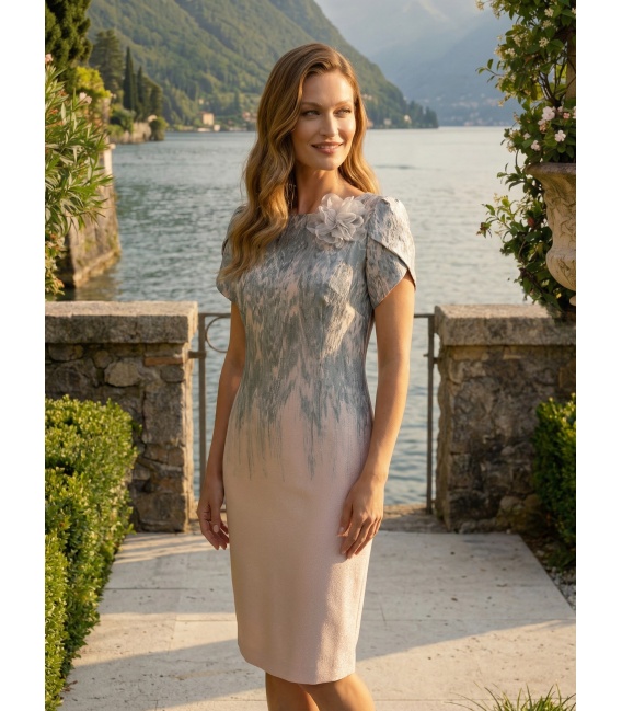 Agnes Róż Cieniowana Sukienka Wizytowa