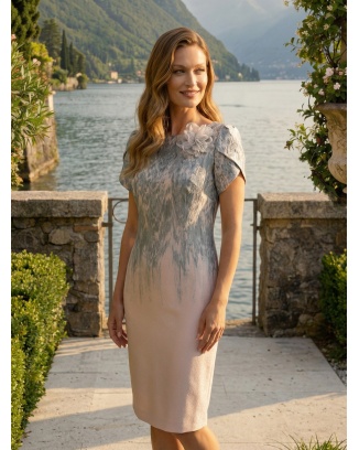 Agnes Róż Cieniowana Sukienka Wizytowa