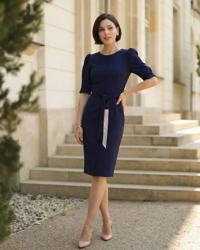 Mathilde Navy Blue Elegant Vision Dress