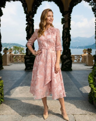 Liberty Różowa Sukienka Midi