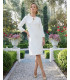 Bella Rochie Albă Elegantă cu Fundițe Decorative
