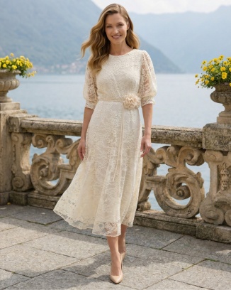 Lidia Koronkowa Sukienka w Odcieniu Butter Yellow