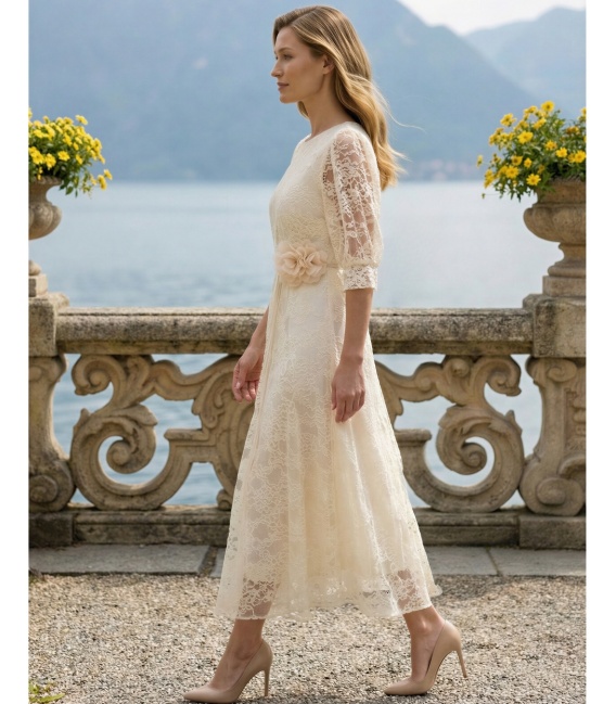 Lidia Koronkowa Sukienka w Odcieniu Butter Yellow