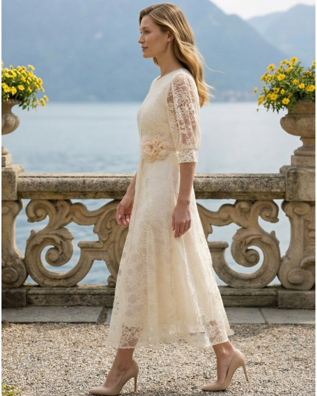 Lidia Koronkowa Sukienka w Odcieniu Butter Yellow