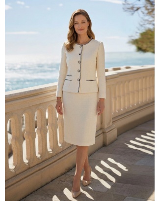 Marella Ecru Stylowa Garsonka Damska