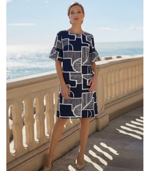 Ala Granatowa Trapezowa Sukienka