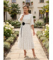 Rochie Midi Elegantă Filipa Ecru cu Flori