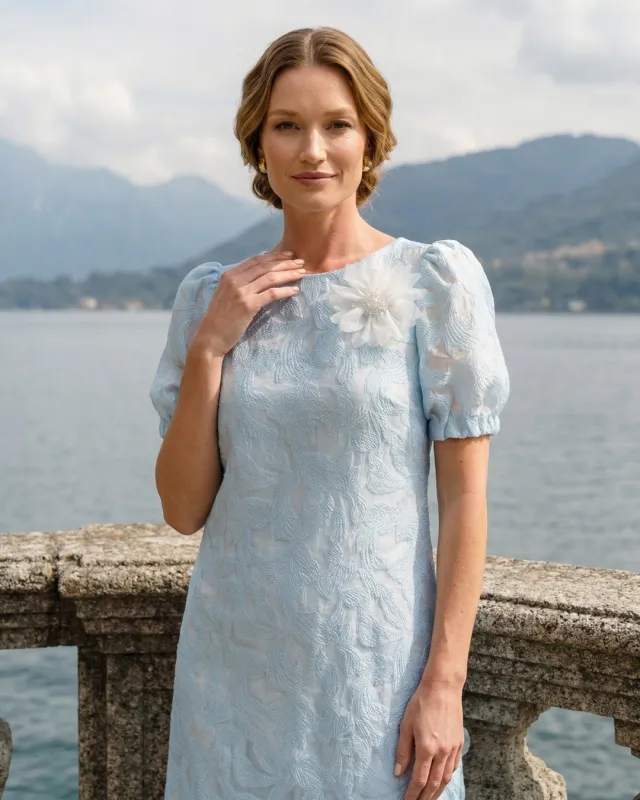 Pari Elegancka Błękitna Sukienka do Kolan