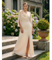Jackie Beige Langes Abendkleid