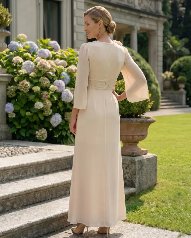 Jackie Beż Długa Wieczorowa Sukienka