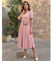 Antonina Róż Elegancka Sukienka Midi