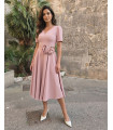 Antonina Róż Elegancka Sukienka Midi