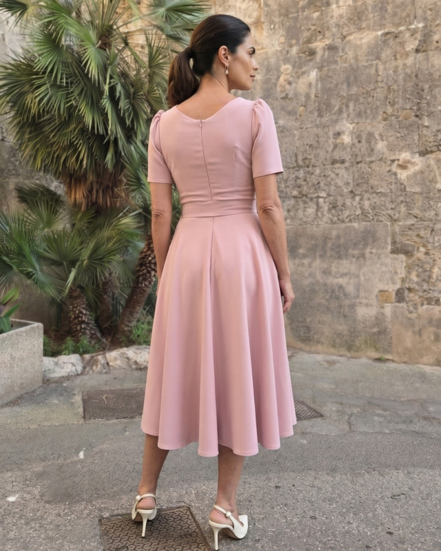 Antonina Róż Elegancka Sukienka Midi