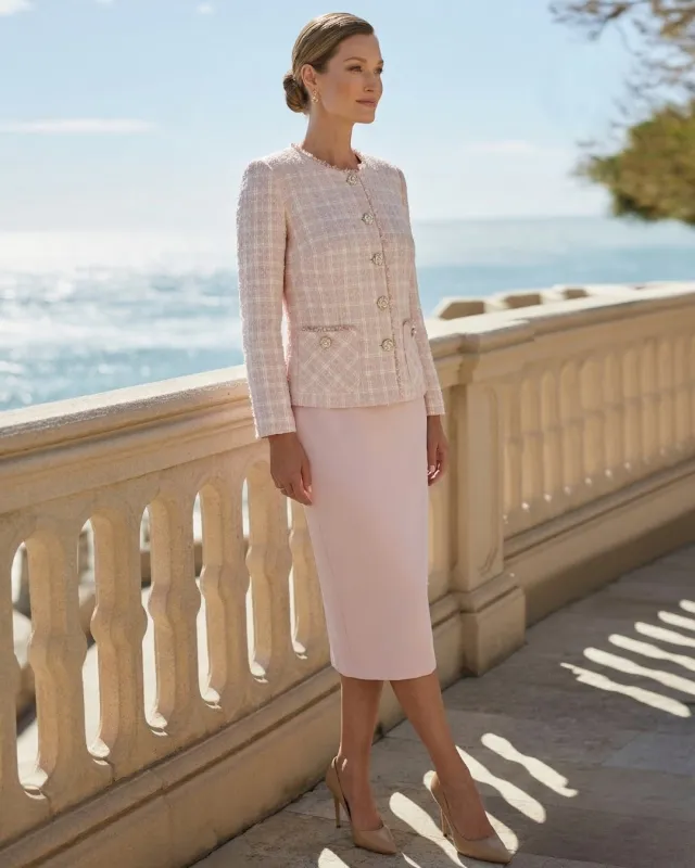 Soraya Pink Suit with Skirt